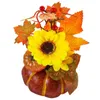 Dekorativa blommor PO Thanksgiving Pumpkin Ornament Mini Artificial Pumkin Silktyg Simulering Solrosbukett
