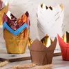 Baking Moulds 50Pcs Tulip Muffin Paper Cups Oilproof Cupcakes Liner Box Party Cake Decorating Tools Wrap Cases