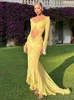 Casual Kleider BOOFEENAA Rüschen Mesh Sheer Hohl Maxi Kleid Für Frau Asymmetrische Sommer Dressess 2024 Elegante Party Urlaub Outfits