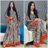 Ethnic Clothing Women's Oversize Muslim Retro Style Dress Printed Tassels Loose Fitting Long Sleeved Fashion Abayas Caftan Robes