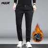 Hiqor y2k roupas inverno quente homem calças engrossar lã solta calças retas moda estilo coreano calças de negócios para homens 240125