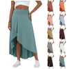 Skirts Midi For Women Daily Elegant Skirt Split Wrap Asymmetric Stretch High Waist Draped Aesthetic Clothes Faldas