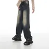 Jeans da donna Lavaggio blu Corea Vita alta Moda Hip Hop Vintage Streetwear Y2K Gamba larga Jean Pantaloni femminili Pantaloni larghi in denim
