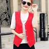 Gilet da donna 2024 Primavera e autunno Colore Gilet di jeans Corto Grandi tasche All-Match Net Red Tide È sottile giacca senza maniche