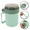 Vaisselle tasse à soupe aux céréales Portable micro-ondable: bouillie de petit déjeuner verte avec cuillère pour l'école bureau étudiant en voyage en plein air