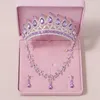 Necklace Earrings Set Itacazzo Bridal Headwear Crown Purple-Colour Women's Romantic Wedding Tiaras