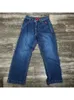 Gata retro flamskalle mönster broderade casual jeans kvinnor y2k hip hop hög midja raka ben bred ben byxor denim jeans 240126