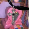 Kedjor Cross-Shape Black Ribbon Necklace Trend Hip-Hop Light Luxury Female Smycken