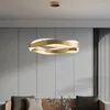 Lampadari Lampada a sospensione montata Illuminazione per soggiorno Luce di cristallo Lampadario moderno a led Colore oro nero Anelli spazzolati per la casa Soffitto