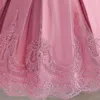 Stickerei Spitze Blumen Baby Kleid Rosa Blumenmädchen für Hochzeitszeremonie Kinder 1 Jahr Geburtstag Perlen Prinzessin Kostüm 05T 240131