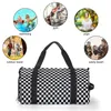 Outdoor Bags Black And White Retro Square Gym Bag Chessboard Portable Sports Travel Training Custom Handbag Fitness For Male Female