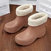 Yishen Women Rain Boots冬の暖かいぬいぐるみゴムブーツ太い靴底靴防水屋外の足首レインブーツボット240202