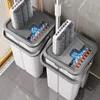 Mop met Emmer Huis Schoonmaken en Bestellen Huishouden Gemakkelijk Aftappen Vloertrapezers Afdruiprek Bezems Selfsqueezer Wasmachine 240123