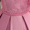 Stickerei Spitze Blumen Baby Kleid Rosa Blumenmädchen für Hochzeitszeremonie Kinder 1 Jahr Geburtstag Perlen Prinzessin Kostüm 05T 240131