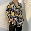 Koreanische Version Herren Vintage Langarm Kleid Hemd Trend Paar Hawaiian Lose Blumen Druck Blusen Hemd Herren Designer Kleidung 240127