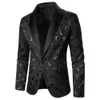 Män passar kappa rosmönster ljust jacquard tyg kontrast färg krage party lyx design kausal mode smal fit blazer 240124