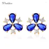 Orecchini a lobo Tre trifogli Fiore Blu CZ Triangolo per donne Ragazze Ottone W Gioielli color oro Aros Aretes Orecchini Oorbellen