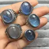 Cluster Rings 1 Pc Fengbaowu Natural Stone Aquamarine Ring Oval Cabochon 925 Sterling Silver Fashion Jewelry Gift For Men