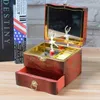 Klassisk roterande dansare Ballerina Piano Music Box Jewelry Box Hand Crank Music Mechanism Mirror Spela Birthday Christmas Gifts 240118