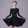 Scene Wear Girls Ballroom Dancing Competititon Dress Long Sleeve Rumba Samba Dance Practice Children Chacha Latin VDB7893