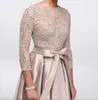 Plus Champagne Lace Size the Bride Dresses Long Sleeves Satin High Low Sashes Mother of Groom Gowns Mor