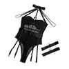 BRAS SET SEXY MESH Temptation Jumpsuit Halter Neck Suspenders Body Suit Exotic Bodysuit Women Lingerie Set Garters Lenceria kläder