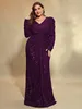 Grande taille col en V à manches longues mariage banquet pailleté multicolore robe longue 4XL 5XL grande taille luxueuse robe de soirée étincelante 240201