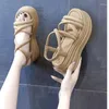 Robe chaussures mode sangle croisée sandales à talons compensés femme été plate-forme épaisse slingbacks femmes pantoufles fond épais diapositives tongs