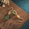 Stud Earrings Classical Design Gold Color Chinese Style Imitation Jade Women Drop Simple Stylish Female Delicate For