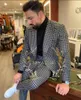 Mäns kostymer Gray Houndstooth Custom Made Wedding For Men 2 Piece Slim Fit Man Fashion Groom T Uxedo Set Senaste affärsdesign 2024