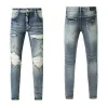 Amirs Jeans Designer Mens Jeans Roxo Jeans High Street Hole Star Patch Masculino Mulheres Amirs Estrela Bordado Painel Calças Stretch Slim-Fit Calças 85669333