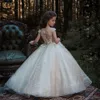 White Puffy Lace Flower Girl Dress for Weddings Long Sleeves Ball Gown Party Communion Pageant Vestidos 240126