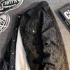 Jeans Coat for Men Hip Hop Denim Jackets Man Black Striped Price Stylish G Trendy Size L S Outwear Fast Delvery Loose Low 240202