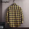 Chemise boutonnée à carreaux jaunes pour hommes, vêtements à la mode, Streetwear à manches longues, taille M-3XL, arrivées de printemps 2024, 240127