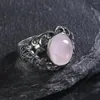 Anéis de cluster S925 prata esterlina 10/12mm oval natural labradorite rosa quartzo para homens mulheres anel de noivado de casamento jóias finas