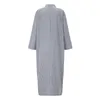 Summer Outfits For Women Stripe Cotton Linen Shirt Lapel Dress Long Sleeve Casual Loose Maxi Dresses Plus Size 240124