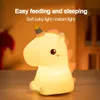 Licorne mignon silicone LED veilleuse pour enfants enfants USB rechargeable dessin animé animal chambre décor lampe tactile pour cadeaux 240127