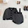 7058 Set di vestiti per bambini Autunno lavorato a maglia per ragazze Cappotto cardigan o bretelle Maglione per vestiti da arrampicata 240125