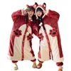 Vêtements de nuit pour femmes en peluche polaire chemise de nuit pour femmes fille hiver chaud décontracté à capuche chemise de nuit homewear mignon anime renard cosplay costume flanelle