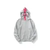 A Bathing Ap double hood zip up hoodie Gray/pink/red