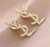 Stud Plated Austrian Crystal Letter Stud Earrings for Women European and Popular Simple Designer Earrings Wedding Bride Jewelry Gift earrings designer women