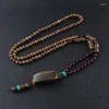 Strand Vintage Buddhist Rosary Beads Halsband Bohemian Long Sweater Chain Handgjorda träpärlor för kvinnor Män souvenir presenter