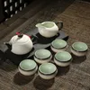Set da tè Kung Fu in ceramica Bone China, tazze da tè in porcellana a rilievo regalo, 8 pezzi 240124
