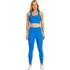 Tanks pour femmes NWT 2 pièces Yoga Sporst Set Gym Fitness Ensembles en nylon brossé taille haute Leggings avec soutien-gorge de sport entraînement