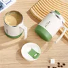 Mugs 304 Stainless Steel Coffee Mug With Folding Spoon Travel Double Wall Water Tumbler Office Home Milk Tea Breakfast Handle Cups