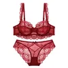 Sexy Lace Ultra Thin Transparent Bra and Panties Set Large Size Underwear Lingerie Women Brassieres A B C D E Cup 95C 95D 240202