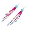 Boucles d'oreilles pendantes pour femmes, style bohème, bijoux faits à la main, perles de cristal d'argile colorées, accessoires pompon, cadeaux, goutte