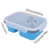 Flatware Sets Collapsible Lunch Box Two Grid Silicone Large Portion Reusable Storage Container Microwave Dishwasher