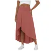 Skirts Midi For Women Daily Elegant Skirt Split Wrap Asymmetric Stretch High Waist Draped Aesthetic Clothes Faldas