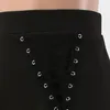 Saias Mulheres Sexy Preto Gótico Camisa Vestido Cintura Alta Envoltório Hip Split Assimétrico Moda Cosplay Senhoras Saia Curta